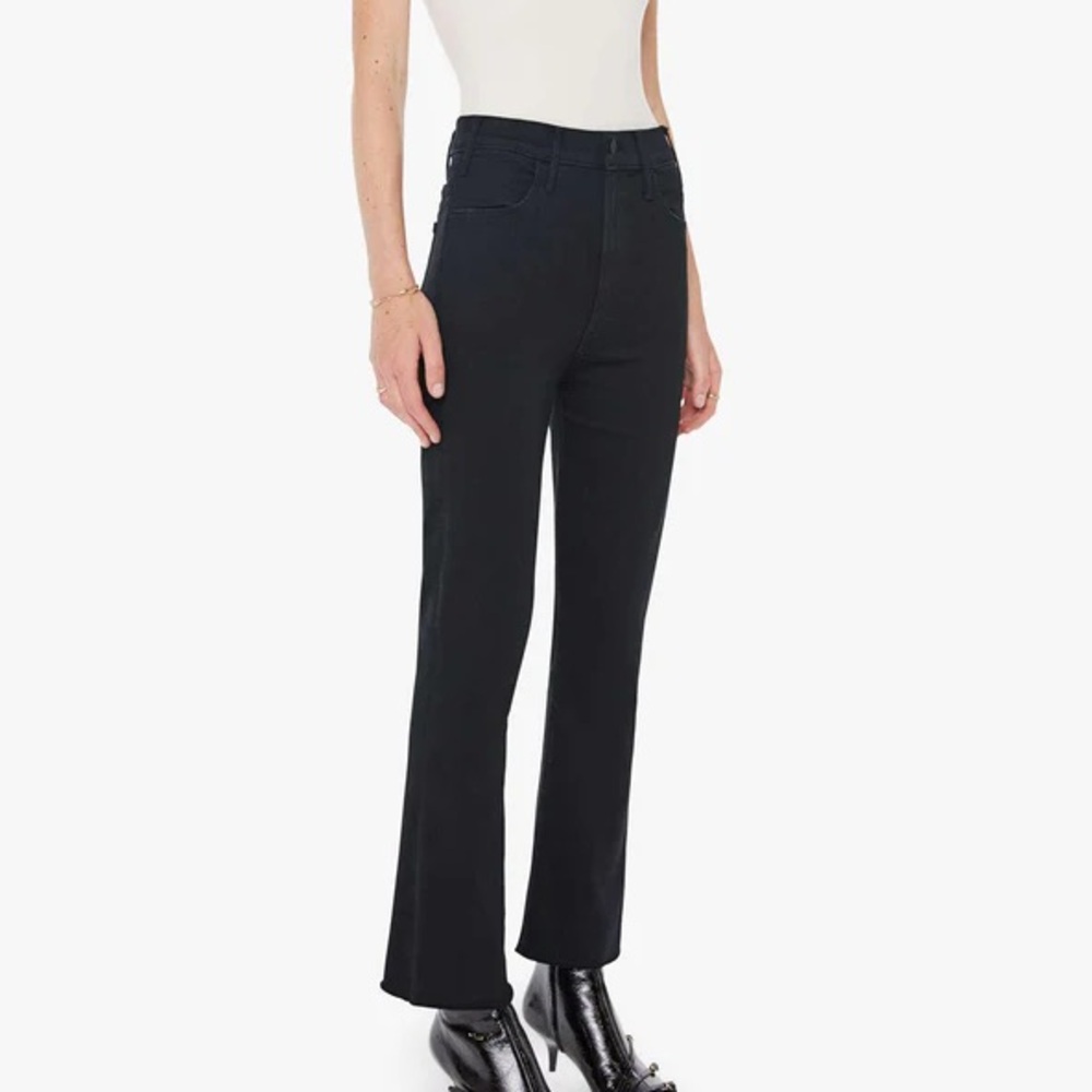 MOTHER The Hustler Ankle Fray Black High Rise Flare Jean size 26